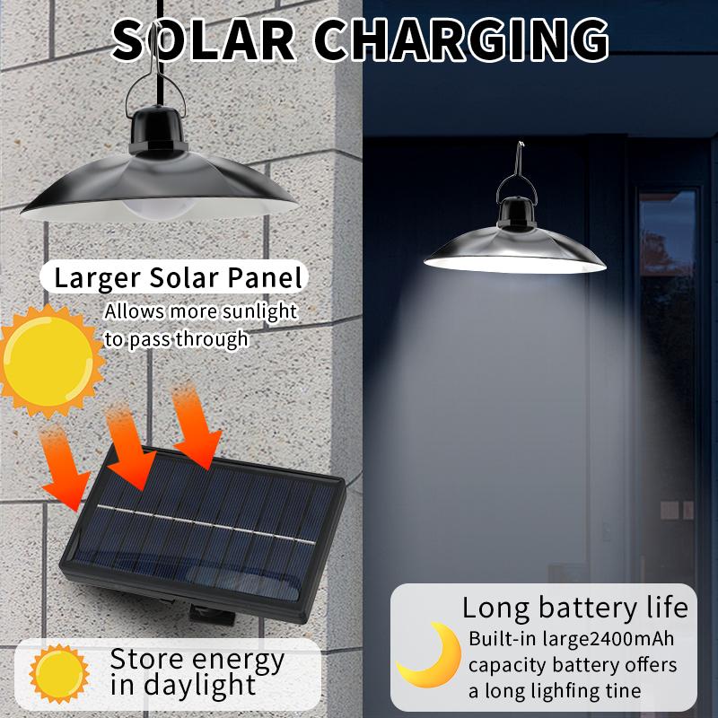Подвесной светильник на солнечной батарее с одной/двумя головками, светодиодный светильник на солнечной батарее, белый свет с дистанционным управлением, люстра для кемпинга, сада на открытом воздухе