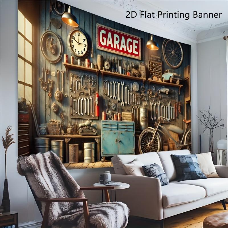 2D Plane - 2D plane banner, 1 piece, size 243.84×182.88 cm, messy garage wall party banner