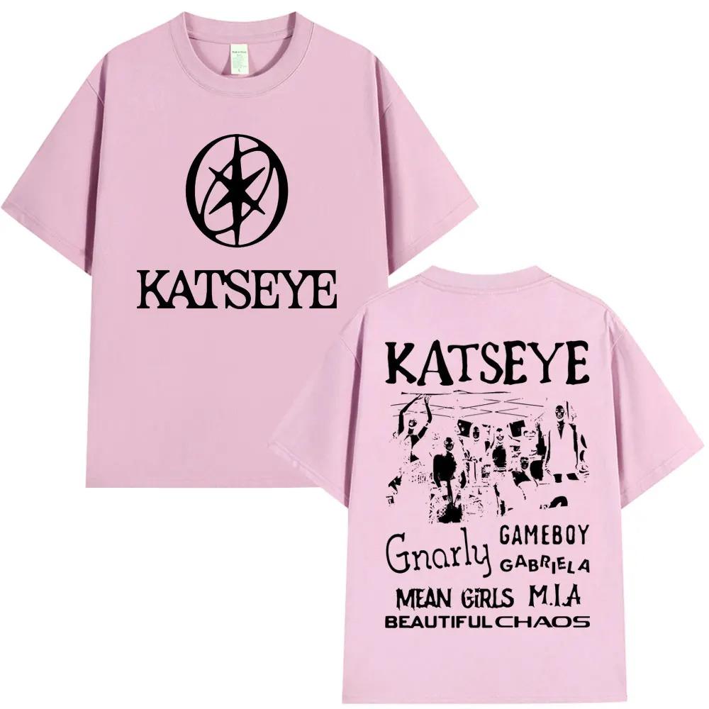 Оверсайз K-pop Футболки с принтом Katseye Мужские Уличная одежда Хип-хоп Мода Мужские Популярные Футболки Хлопок Оверсайз Футболки Уличная одежда