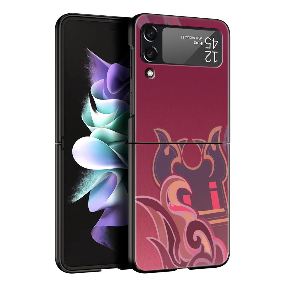 Для Samsung Galaxy Z Flip 3 4 5 Жесткий Черный Складной ПК Чехол для Телефона Логотип Genshin Impact Для Samsung Z Flip3 Чехол Защитная Оболочка