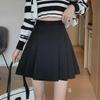 2024 Spring Women's High-Waist Pleated A-Line Skirt - Slim Fit Black Korean Style