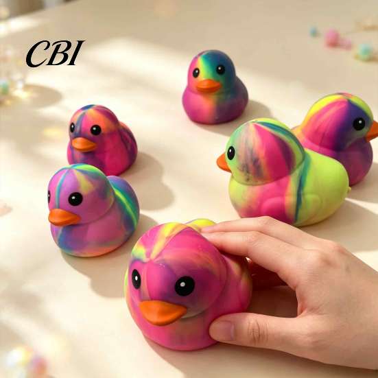 Duck Squeeze Toys Rainbow Stress Relief Toy, Slow Rise Colorful Gradient Relievers Soft Sensory Fidget Toy