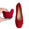 Sheepskin version~ Genuine leather spring new inner height increase ballet shoes women's gentle bow shallow mouth single shoes Doudou shoes