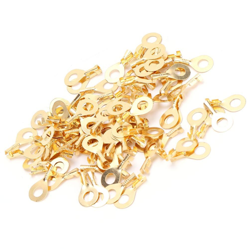 100Pcs M6 6.2mm Eye Terminal Brass Brass Ring Cold Pressed Terminal Cable Connecting