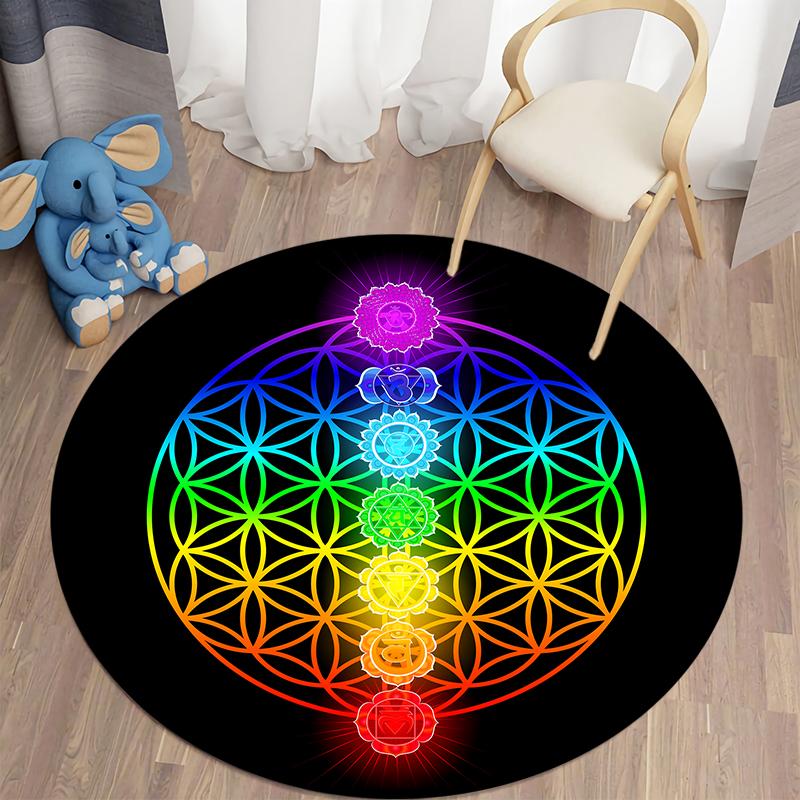 Круглый ковер для гостиной, коврик с загадочным принтом, винтажный детский напольный ковер для спальни, домашний декор, мягкий противоскользящий коврик