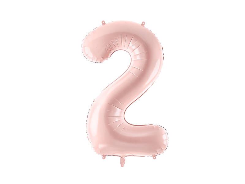 Foil Balloon Number ''2'', 72cm, Light Pink