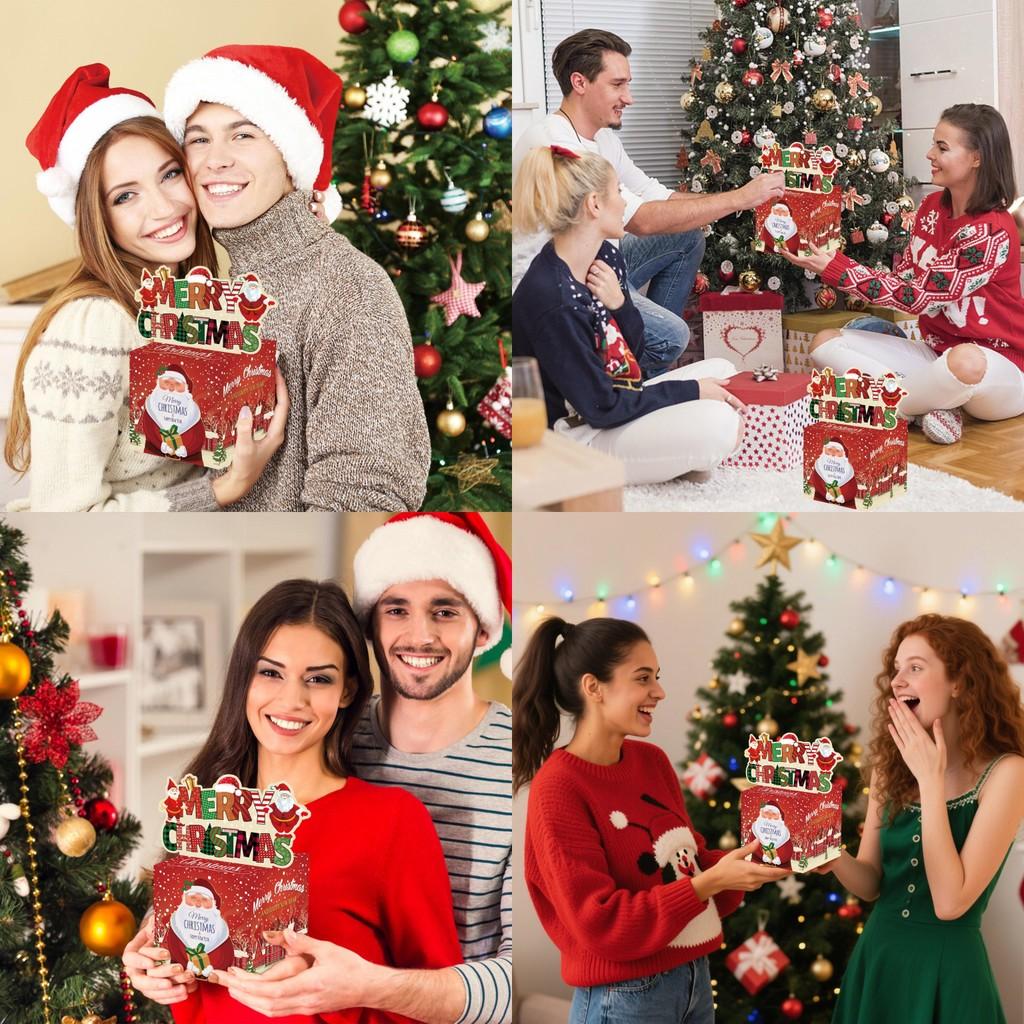 Санта Праздничный Клаус Копилка Красный Градиентный Материал Рождественские Подарки Празднования