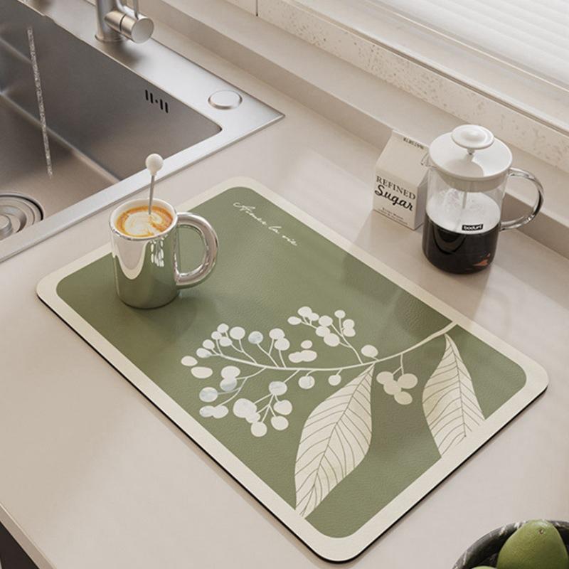 Extremely Simple Style Flower Kitchen Diatomaceous Mud Drainage Pad Absorbent Pad Bar Counter Coffee Machine Pad Placemat