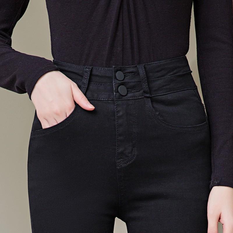 High Waist Plus Size Denim Jeans Women Fleece Lined Thick Stretch Skinny Pants Mid-Rise Slim Fit