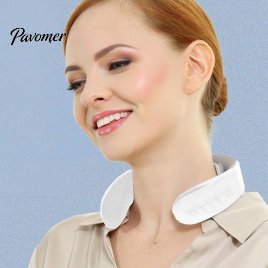 Hands Free Neck Massager Electric with Heat, 10 Modes & 16 Intensity Levels, Heated Cervical Lightweight Cordless Massager, Wearable Relaxer for Pain
