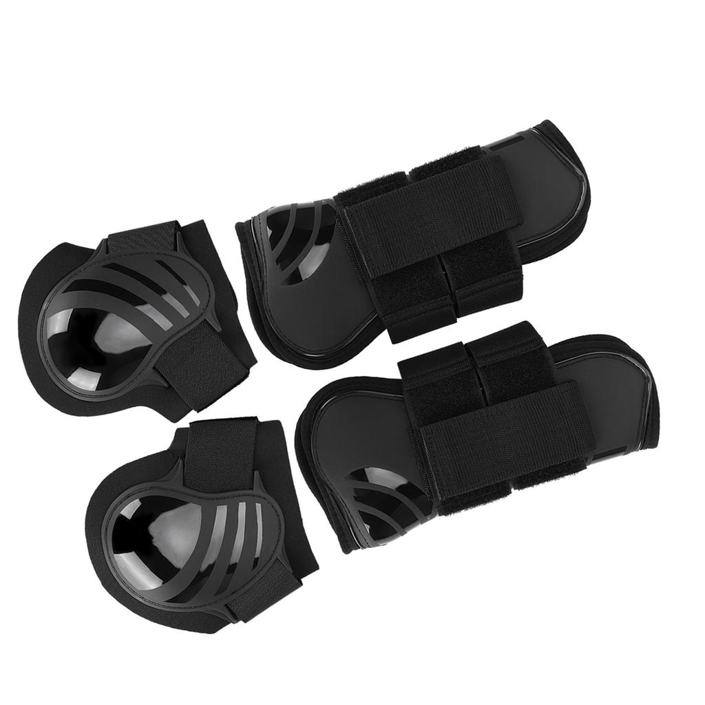 2 пары эластичных сапог для лошадей, утолщенные ПУ сапоги для передних и задних ног, защита для тренировок, прыжков, черный цвет, размер M