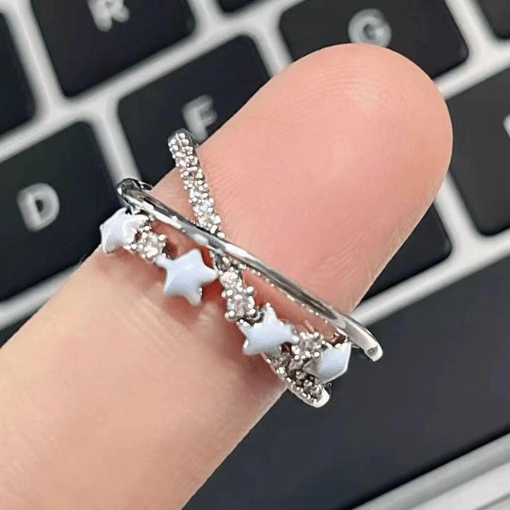 Регулируемое двухслойное кольцо со звездой для женщин - нишевый дизайн, элегантная роскошь для девушки или студентки