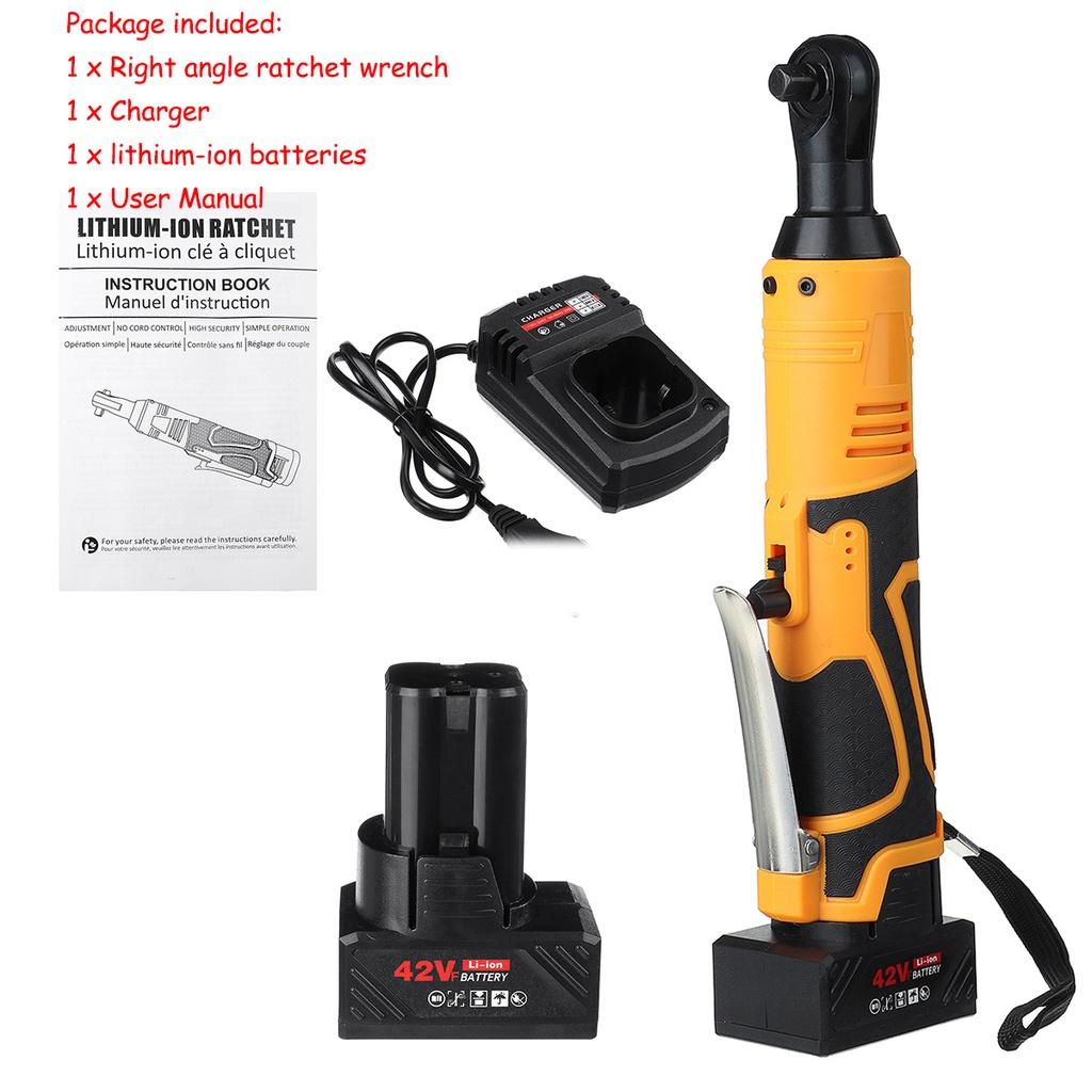 Электрический ключ 42 В 200 Нм, аккумуляторный ключ с храповым механизмом, угловой ключ 3/8 с 2 аккумуляторами, перезаряжаемый электроинструмент