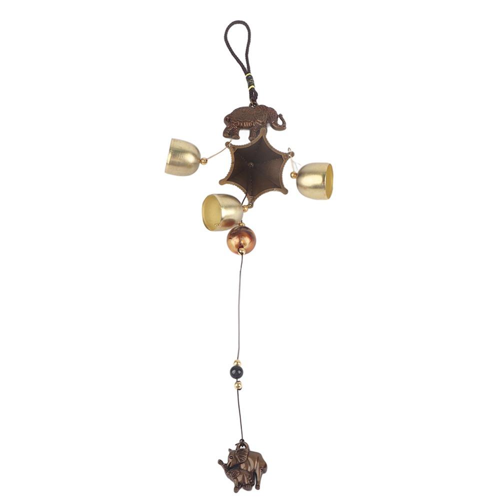 Gold Metal Elephant Wind Chimes Metal Outdoor Yard Decor Hanging Bell Ornament Window Decoration