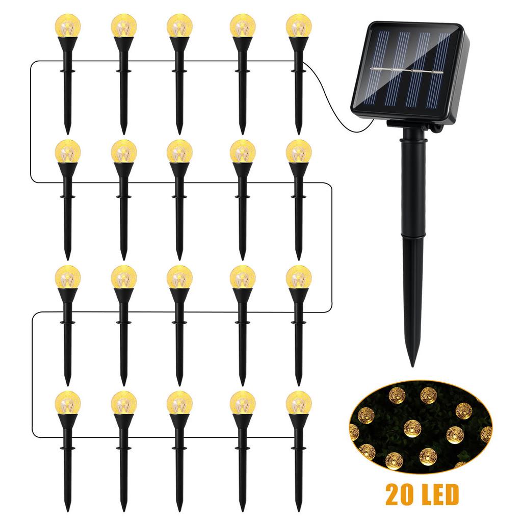 Outdoor Solar Bubble Ball Lawn Lights 20/30 LED Solar Pathway Lights 8 Modes Waterproof Solar String Light for Patio Garden Path