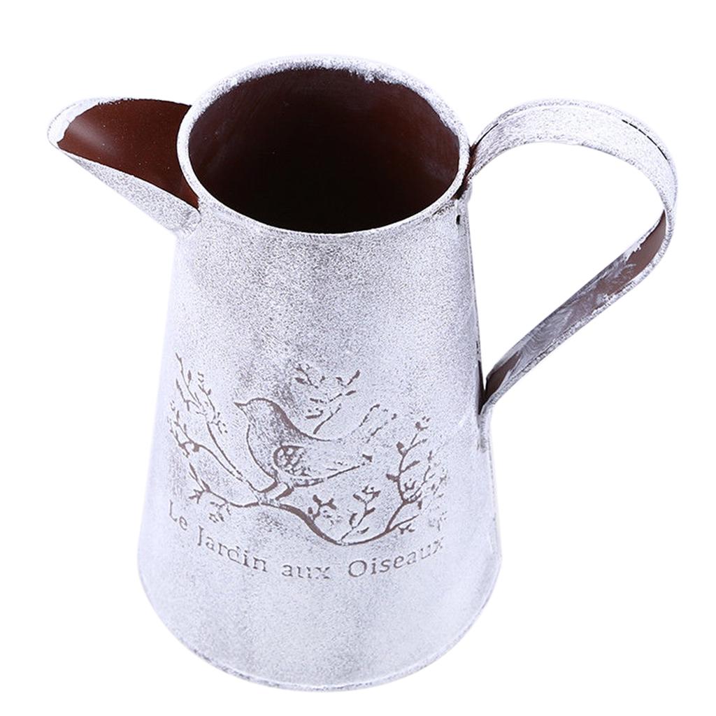 Винтажное металлическое жестяное ведро для цветов, горшок для растений и трав, настольные вазы-контейнеры, лейка с ручкой, подвесной декор для дома и сада