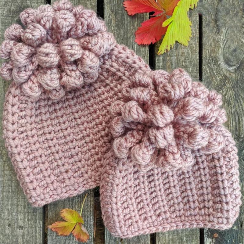 Новая вязаная вручную шапка из ледяной шерсти, теплый и милый мультяшный головной убор для осени и зимы