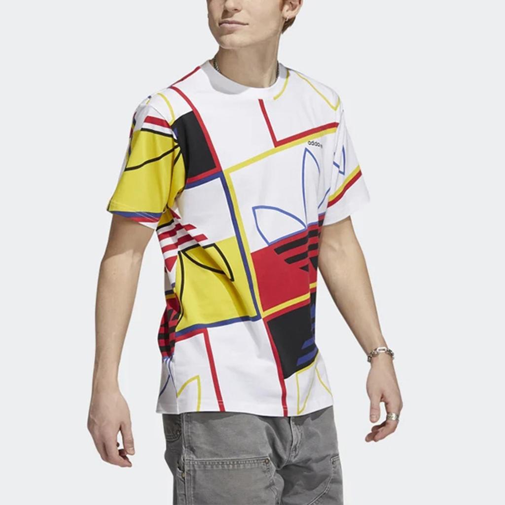 Adidas Оригинальная спортивная футболка с круглым вырезом и контрастным трилистником, мужские топы, белые H31315