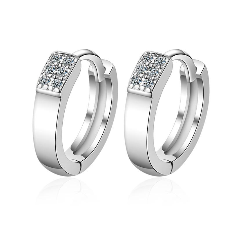 Charms Lady 925 Silver Hoops Earrings for Girls Ear Piercing Accessories Trend Crystal Stones Earring for Women Jewelry Fashion