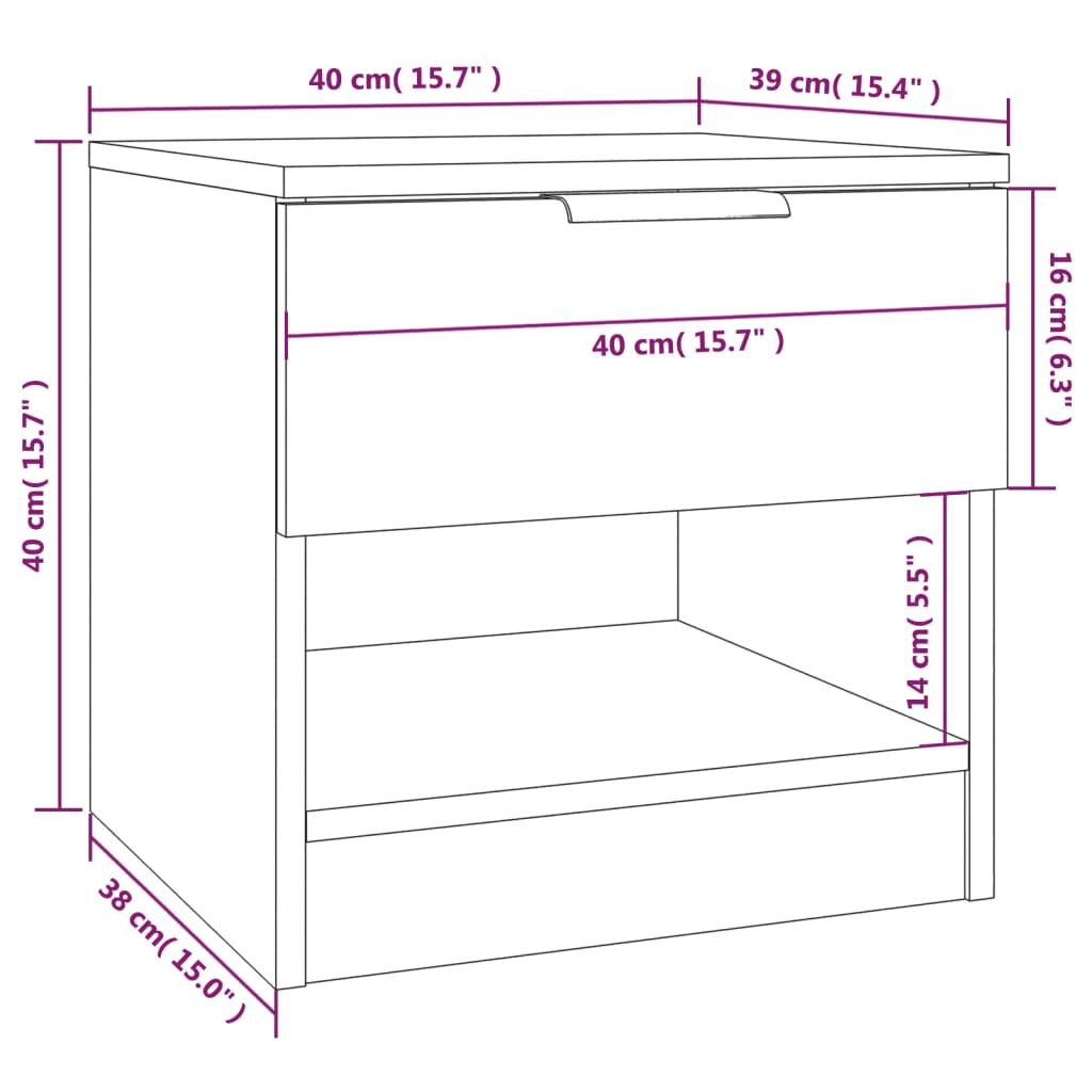 Nightstands 2 pcs. White Particleboard