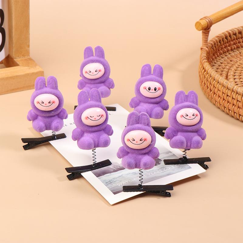 6 шт. Kawaii Labubu Spring Hair Clip 3D Cartoon Doll Hairpins Duckbill Clip Headbill Children's Hair Accessories Party Decorations
