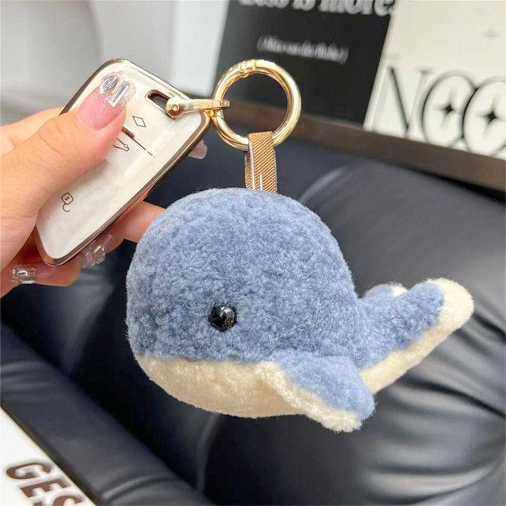 Furry Wool Whale Car Keychain Bag Hangings Whale Keyring Furry Dolphin Keychain Couple Gift