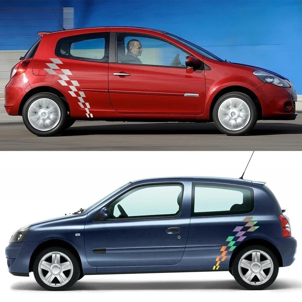 2 шт. Наклейки на боковую часть кузова и двери автомобиля для Renault Clio RS R.S. MK2 3 4 Виниловые наклейки в стиле гоночных флагов Автодекор Наклейки Аксессуары