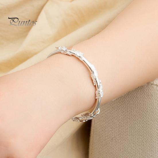 Женский браслет с регулируемым отверстием, цветочный тисненый полированный сплав, этнический стиль, наручные украшения на каждый день, для особых случаев