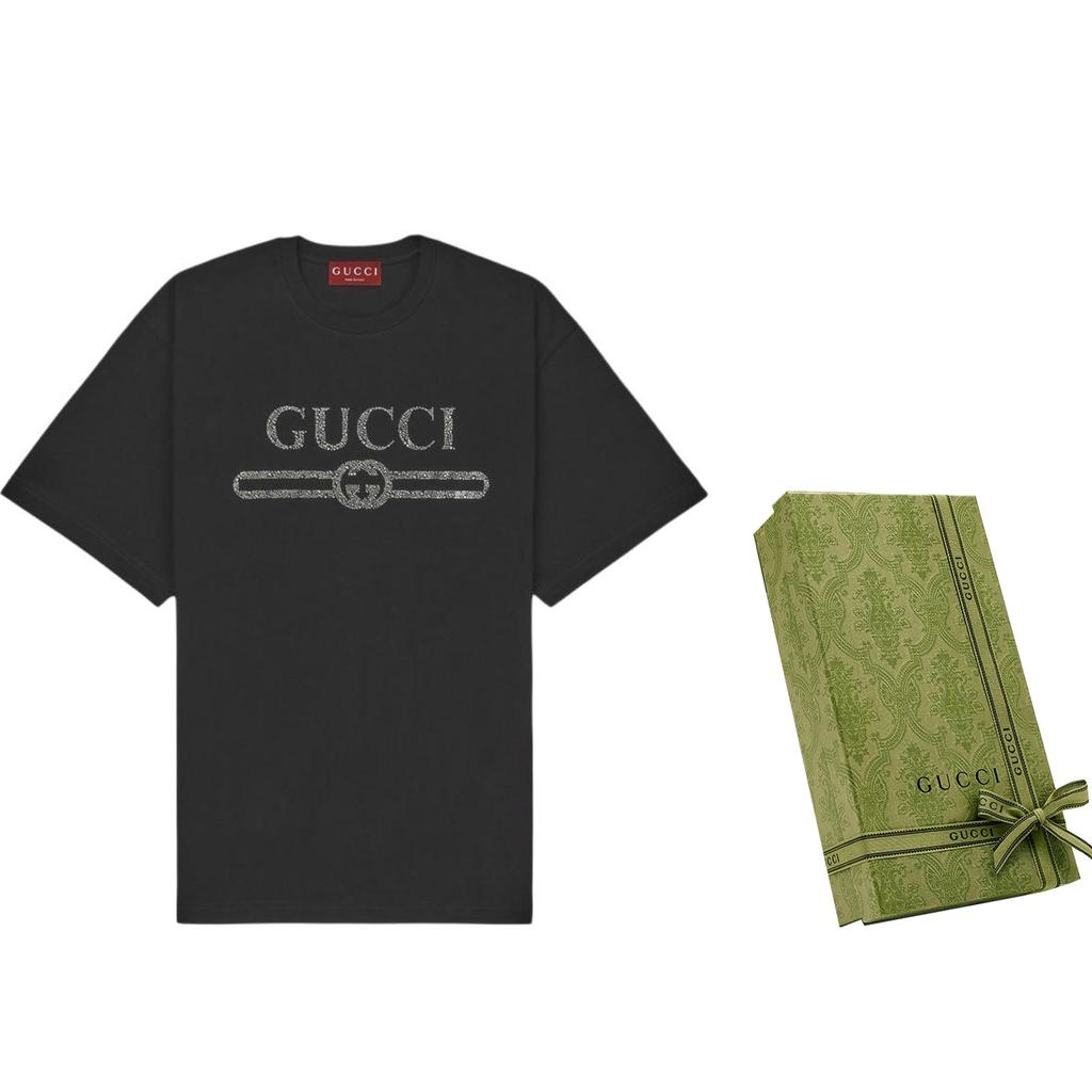 GUCCI T-Shirts Men's Black Crew Neck Moderate 796395-XJG36-1043