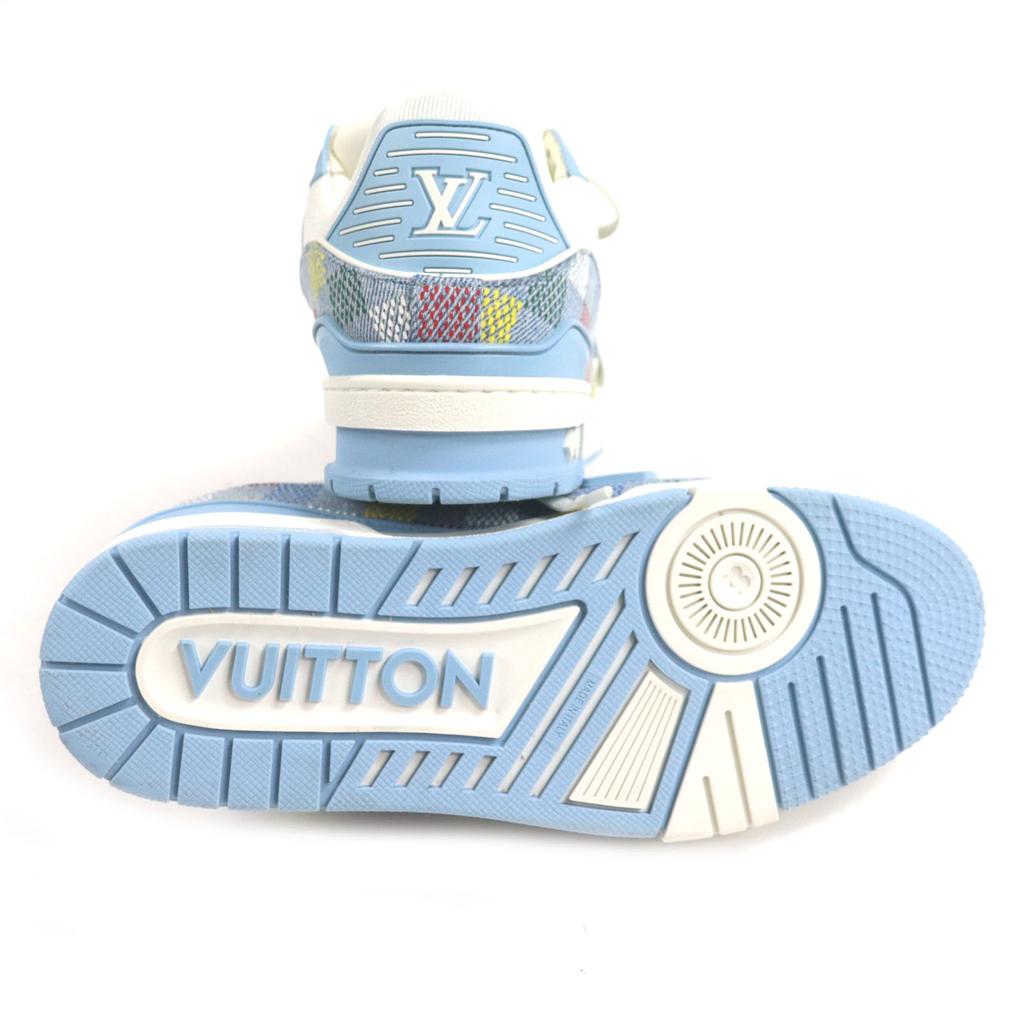 Excellent LOUIS VUITTON Low cut sneakers lv trainer Ice blue denim mens 6 Used