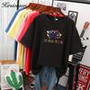 Hirsionsan Colorful Printed Cotton T Shirts Women Summer New Vintage Soft Loose 100% Cotton Tees Female Aesthetic Casual Tops