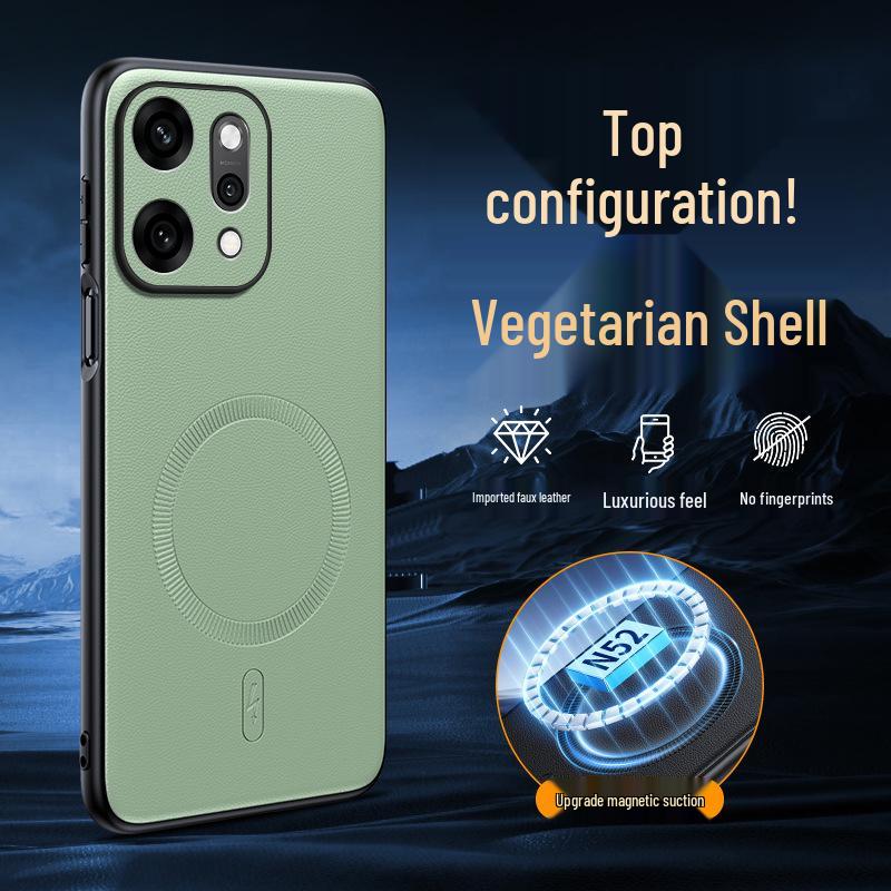 Кожаный магнитный противоударный чехол для телефона Vivox200/iQOO15/iQOO Z10 - Простой, лаконичный дизайн