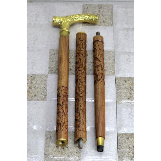 Royal Walking Stick Head Handle Special Carving Design Wooden Walking cane-Stick With Special Brass Carving Design For Special Gift