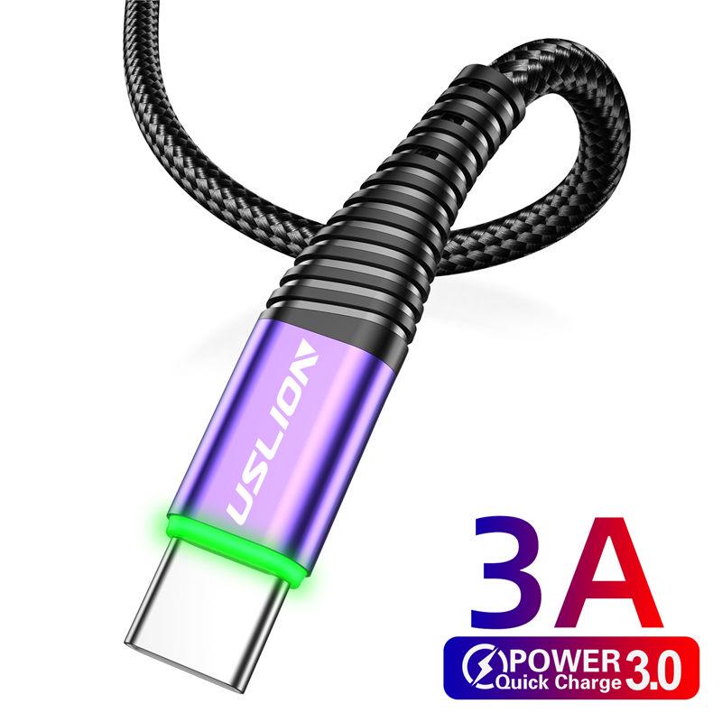 USLION 3A, 2 м, USB-кабель типа C, зарядное устройство для мобильного телефона, тип C, быстрая зарядка, шнур передачи данных Andriod Microusb