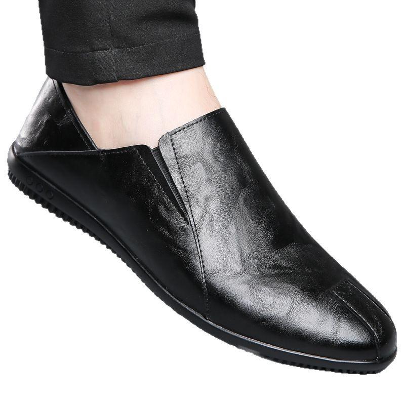 Мужские весенние дышащие туфли-лодочки, маленькие белые туфли, деловые кожаные туфли с мягкой подошвой для вождения, черные формальные рабочие туфли
