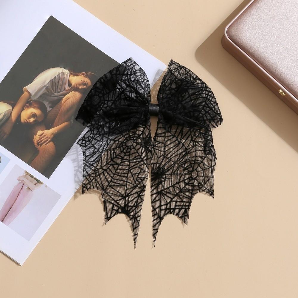 Lace Spider Web Hair Clip Spring Clip Halloween Hairpin Creative Bat Head Veil Hair Accessories