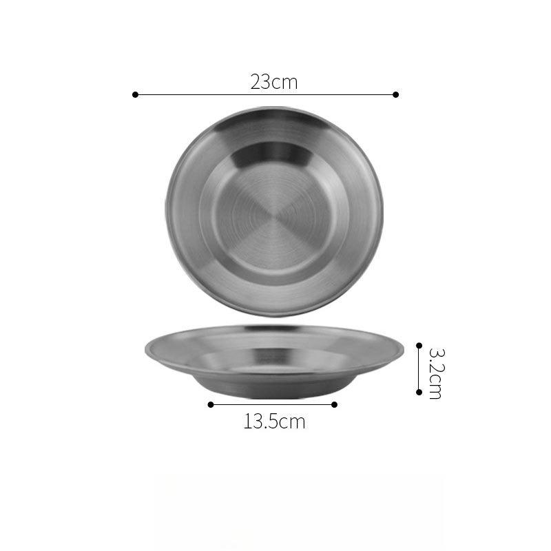 1 шт. Тарелка из нержавеющей стали 8 дюймов Ультрапортативная посуда Металлические обеденные тарелки для детей и малышей Отлично подходит для кемпинга на открытом воздухе, пикника