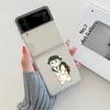Cute Cartoon Cat Couple Phone Case For Samsung Galaxy Z Flip 6 ZFlip 5 Hard Transparent Cover for Samsung ZFlip 4 ZFlip3 ZFlip7