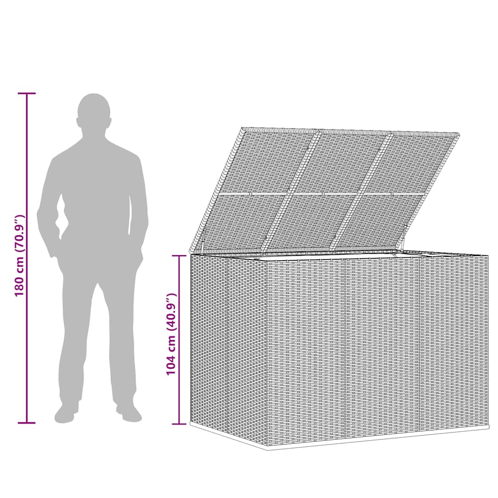 Garden Cushion Box PE Rattan 145 x 100 x 103 cm Grey