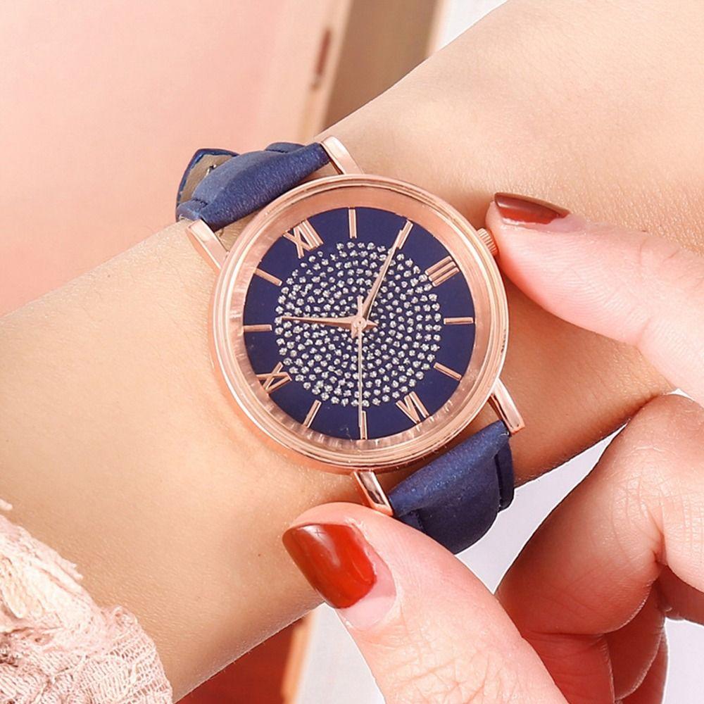 Gift Round Dial Thin Leather Belt Quartz Watch Ladies Watch Wristwatch Casual Exquisite