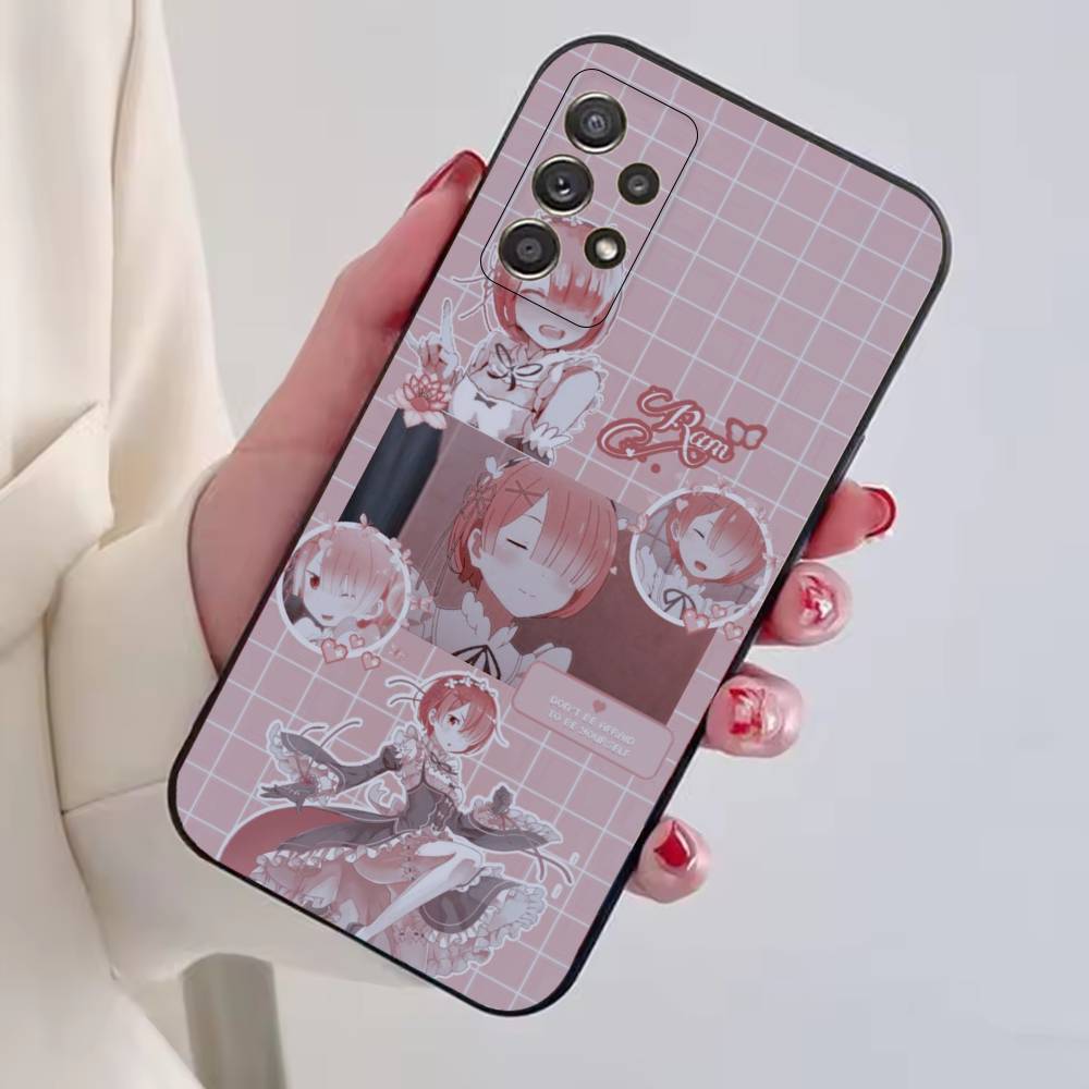 Чехол для телефона с аниме-девушкой Re Zero R-Ram для Samsung S25,S24,S21,S22,S23,S30,Ultra,S20,Plus,Fe, Мягкий силиконовый черный чехол