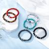 Fashion Religion Cross Men Women 8mm Natural Stone Tiger Eye Volcanic Rock Bead Bracelet Elastic Bracelet Bangle Jewelry