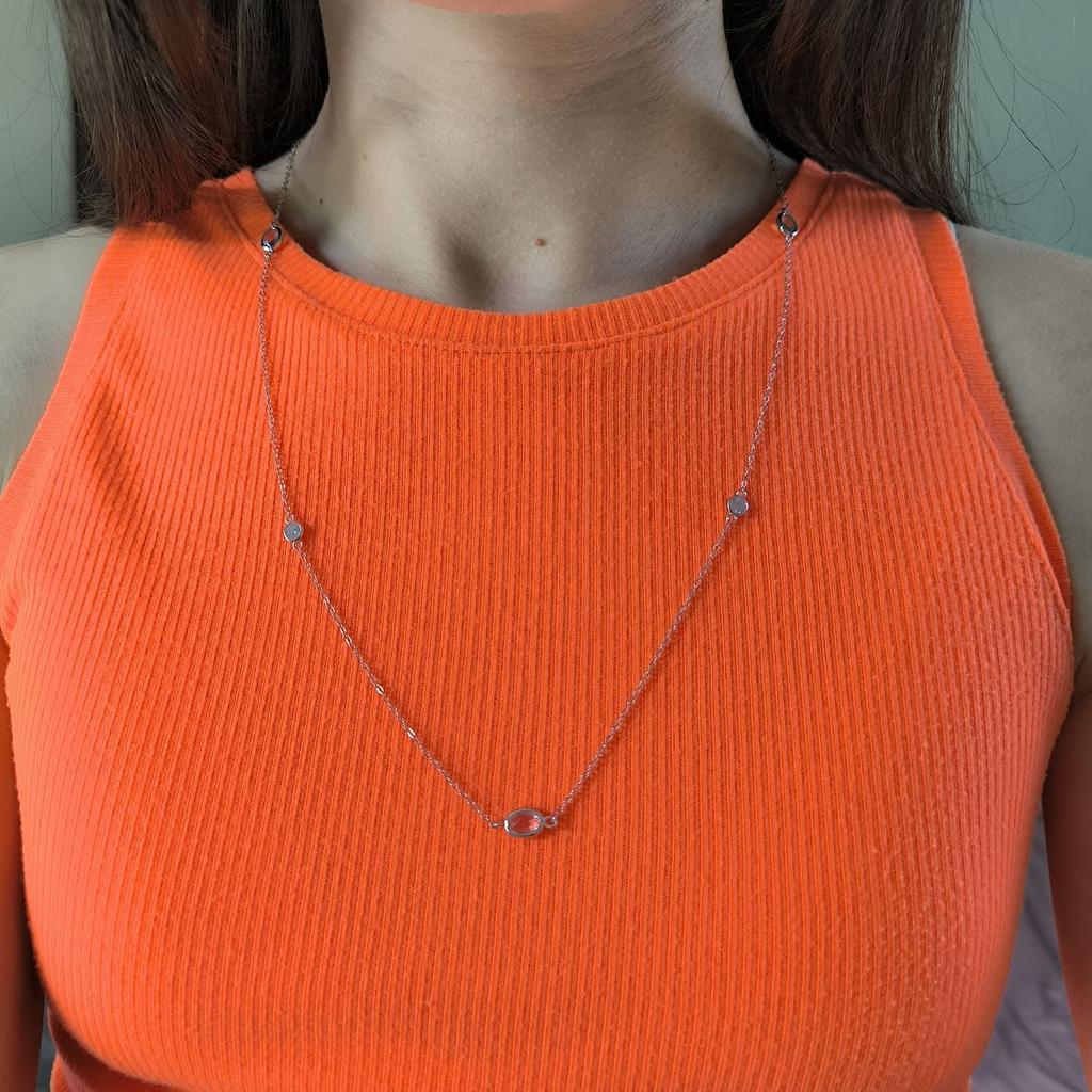 Серебряное колье с фианитами, вес изделия 3,71 гр (2184775)