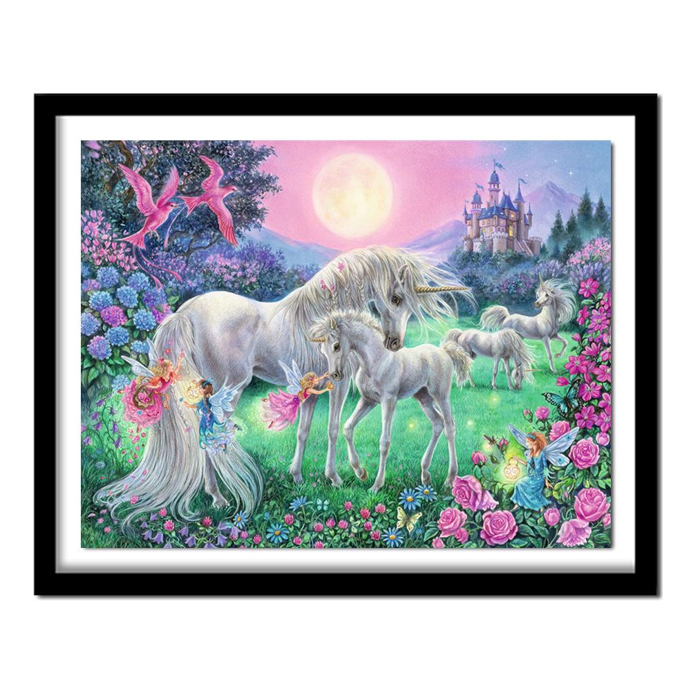 5d Diamond Painting Cross Stitch Embroidery Crystal Unicorn Castle Full Round Diamond Pictures