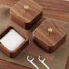Walnut wood Desktop Toothpick Box with Cover Dental Floss Box Storage Box Cotton Swab Jar  Home