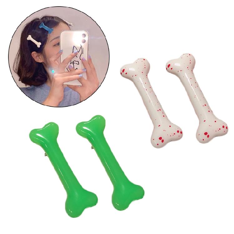 Заколка для волос в виде кости собаки Готическая боковая заколка-уточка Хэллоуинская заколка для челки Костюм