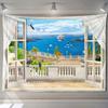 Beautiful Beach Scenery Window Painting Tapestry Wall Hanging Art Background Home Decor Aesthetics Outdoor Garden Poster