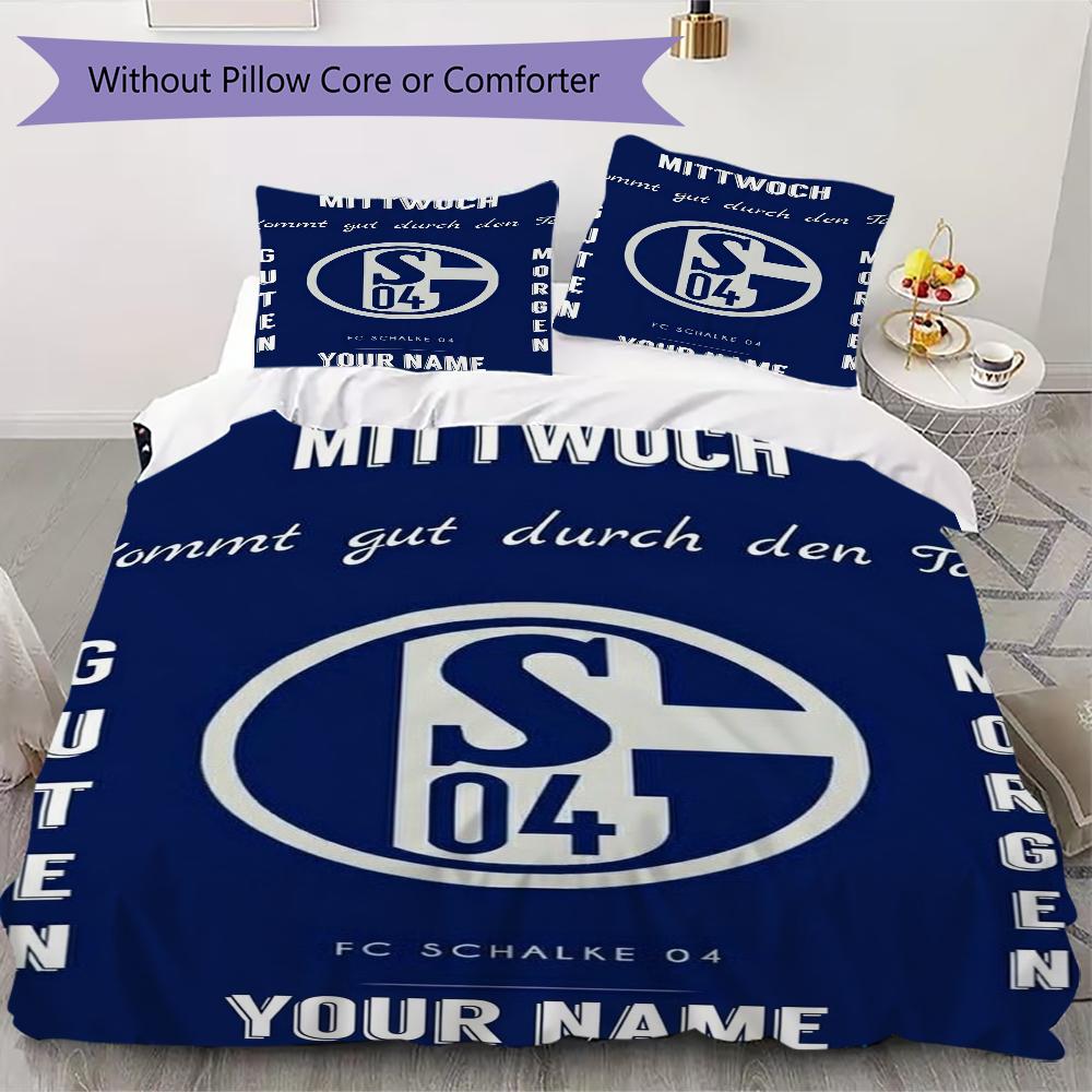 Custom Name FC Schalke 04(4) Pattern Bedding uilt Set uilt Cover Pillowcase Home Decoration Birthday Gift (1*duvet cover+2*pillowcase without core)