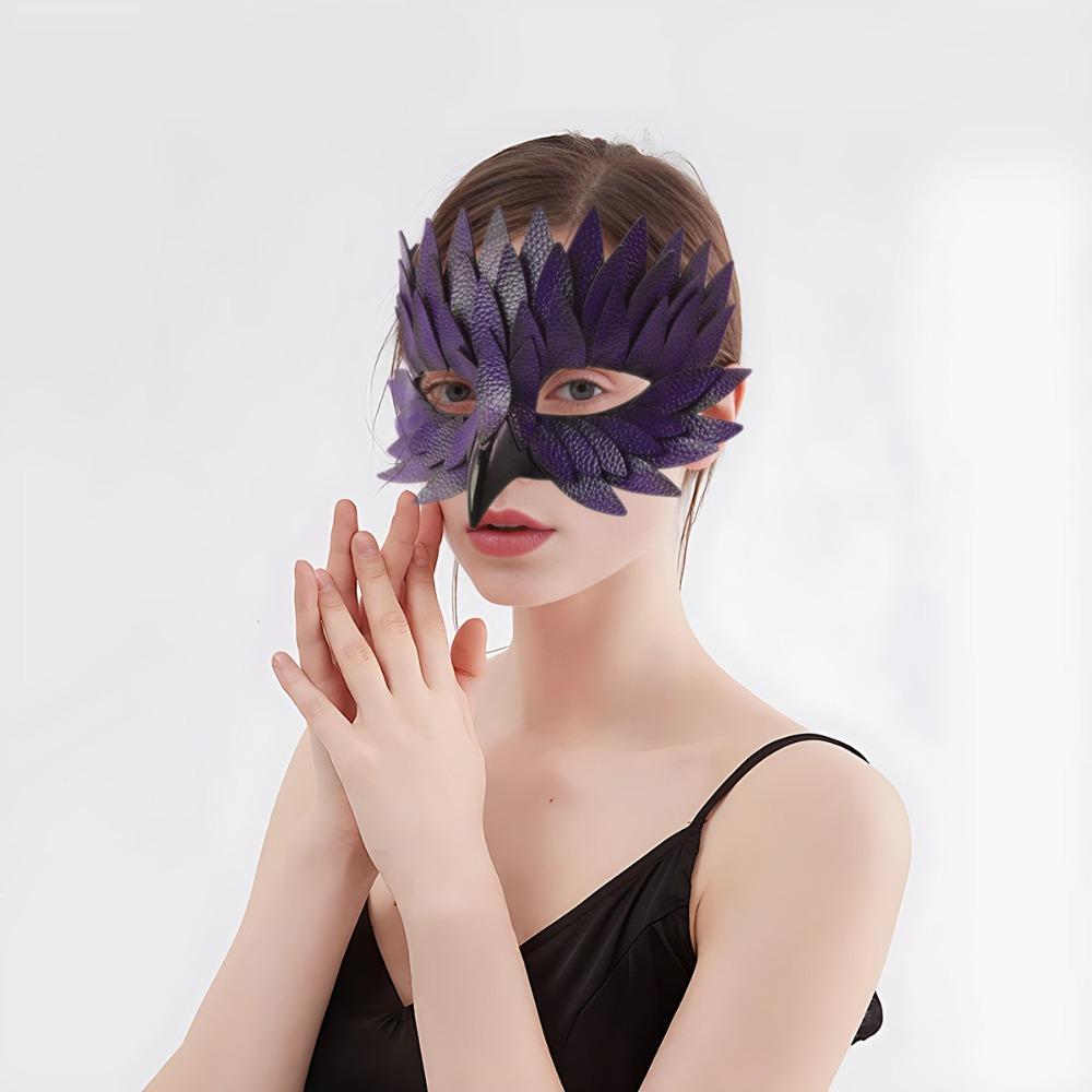 Leather Costume Party Mask Owl Shape Bird Beak Mask Creative Feather Mask  Costume Party