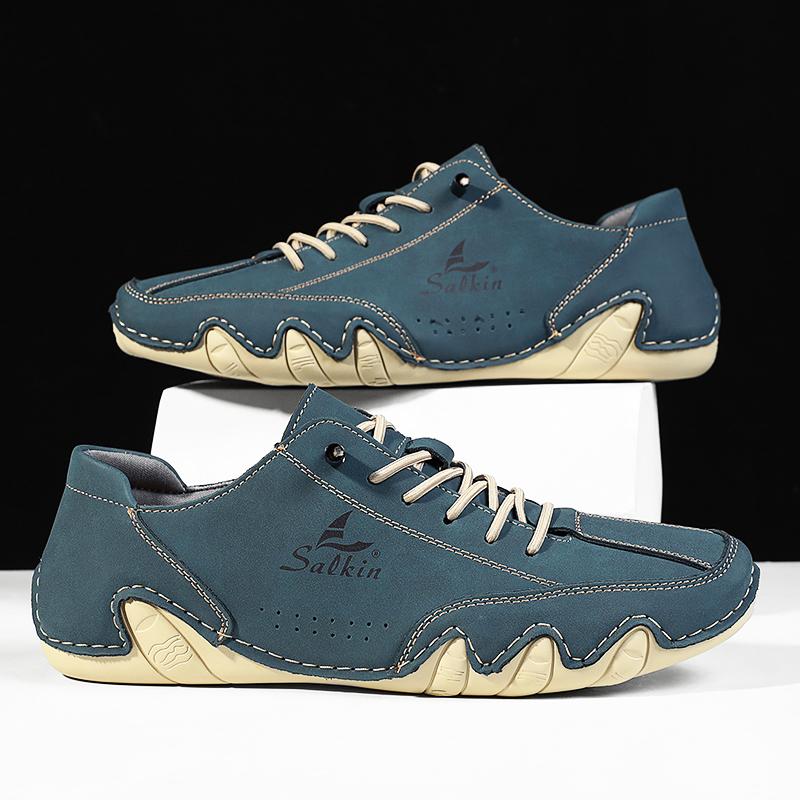 Мужская кожаная повседневная обувь ручной работы, модные кроссовки на шнуровке, новейшая осенняя мужская обувь, большие размеры 39-48